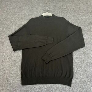BACHRACH Vintage Mens Large LS Sweater Black Silk Cashmere Mock Turtle‎ Neck
